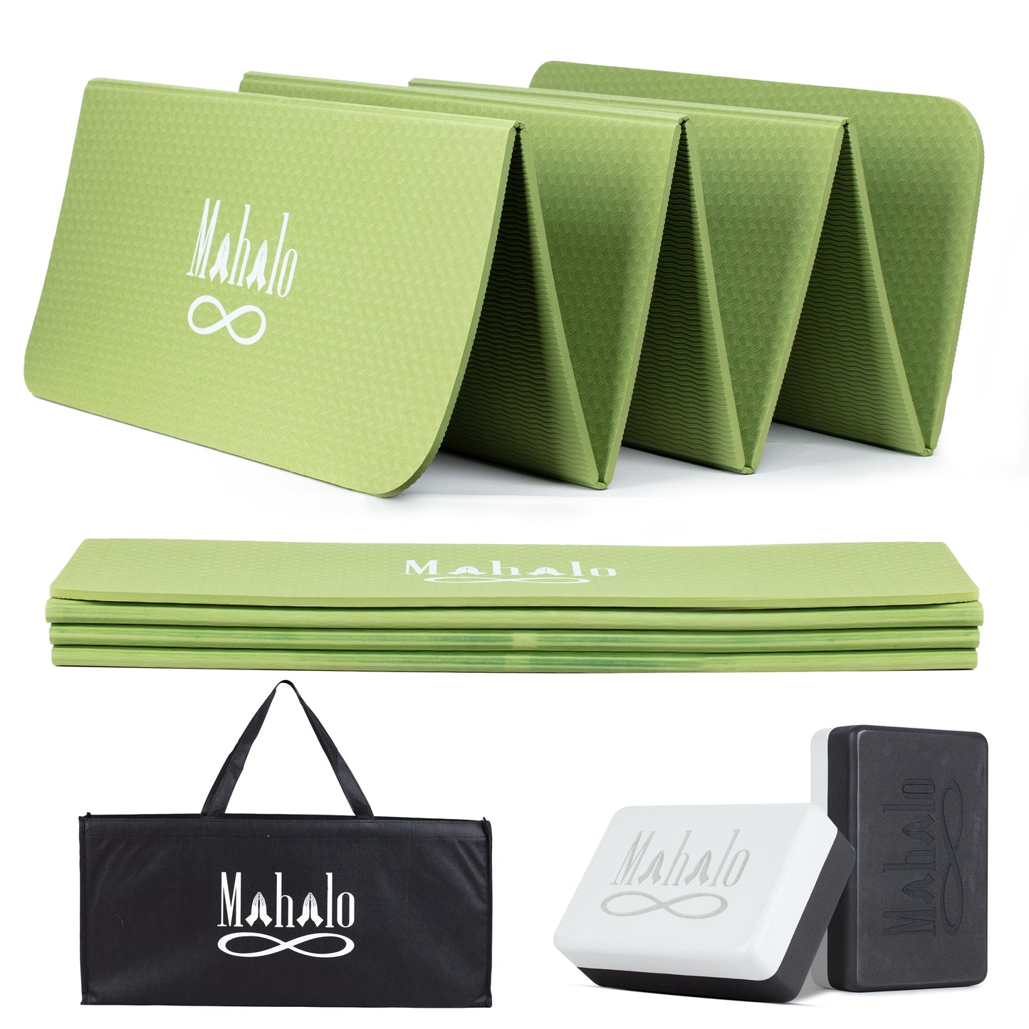 Green Foldable Yoga Mat & Block Set