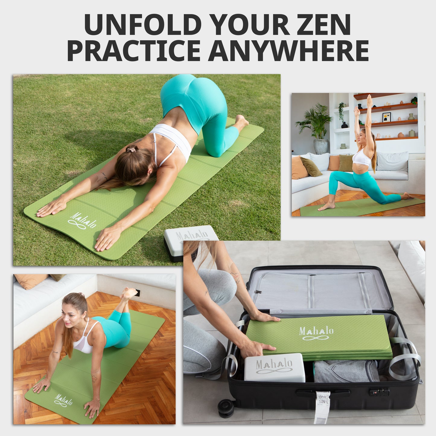 Green Foldable Yoga Mat & Block Set